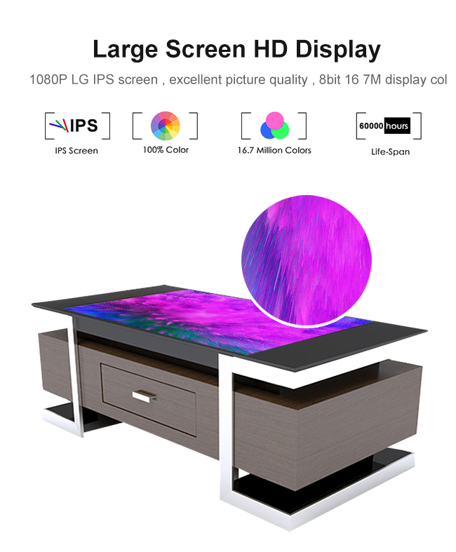 Tabella di gioco dell'interno LCD multifunzionale del caffè del touch screen del monitor di OS di Windows di stile del cassetto del tavolino da salotto di tocco