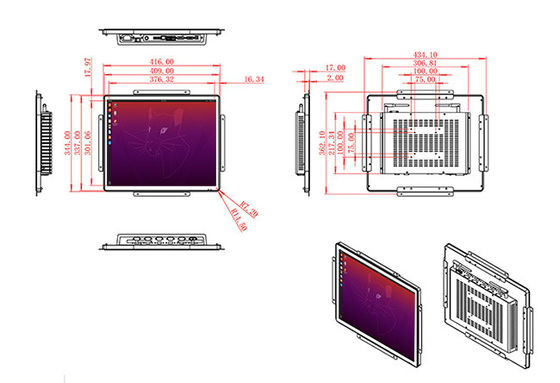 Unità di interazione integrata Linux da 19 pollici per sistemi di sicurezza, attrezzature industriali, pubblicità al dettaglio e stazioni di servizio pubblico